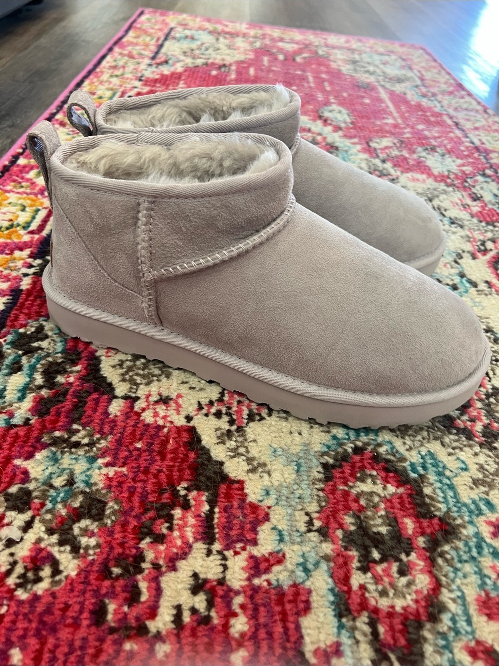 UGG Blush Suede Faux-Fur Ankle Booties